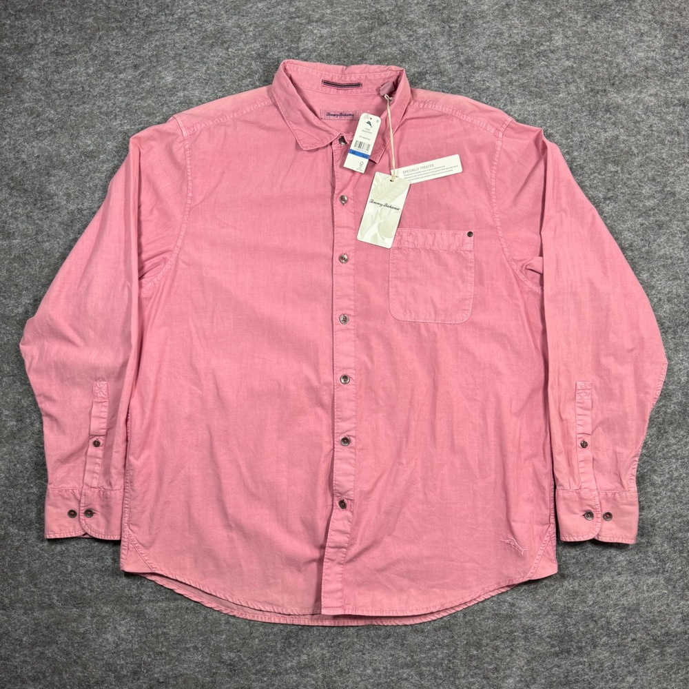 Tommy Bahama Paradise Poplin Shirt Mens XL Pink Red Sail Vacation Resort NEW